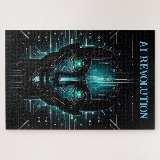 Software für KI-Technik - moderne grüne Technologi Puzzle (Horizontal)