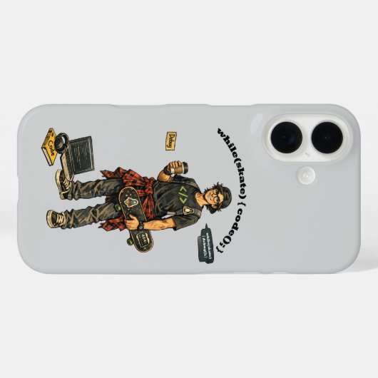 Software-Ingenieur-Coder, der Skateboard fährt URM Case-Mate iPhone Hülle (Rückseite (Horizontal))