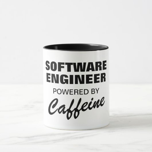 Software-Ingenieur mit Coffein-komischem Kaffee Tasse (Zentrum)