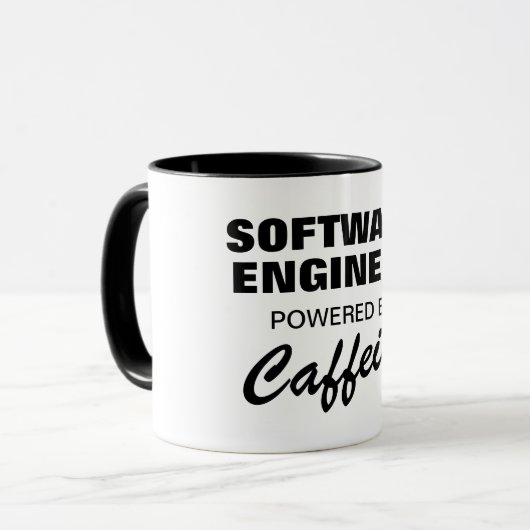 Software-Ingenieur mit Coffein-komischem Kaffee Tasse (Vorderseite Links)