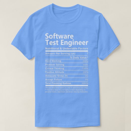 Software Test Engineer Ernährung und unverzichtbar T-Shirt (Design vorne)