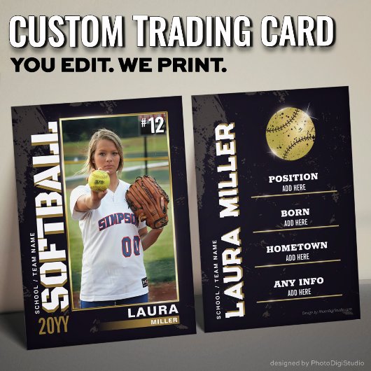 Software Trading Card Gold Baseball Player Card Telefonnummerkarte