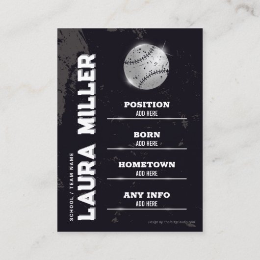 Software Trading Card Silver Baseball Player Card Telefonnummerkarte (Rückseite)