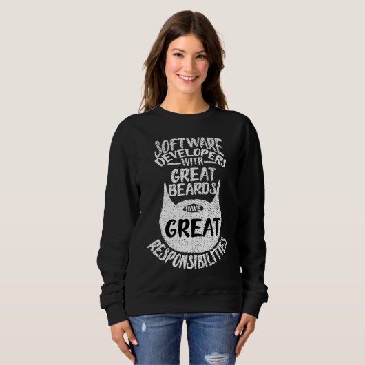 Softwareentwickler Mit Großartigen Bärten  Codiere Sweatshirt (Vorne ganz)