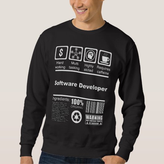 Softwareentwickler Nährwertangaben Programmierer Sweatshirt (Vorderseite)