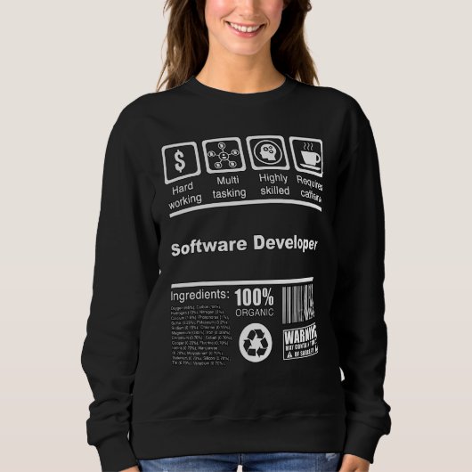 Softwareentwickler  Nährwertangaben  Programmierer Sweatshirt (Vorderseite)