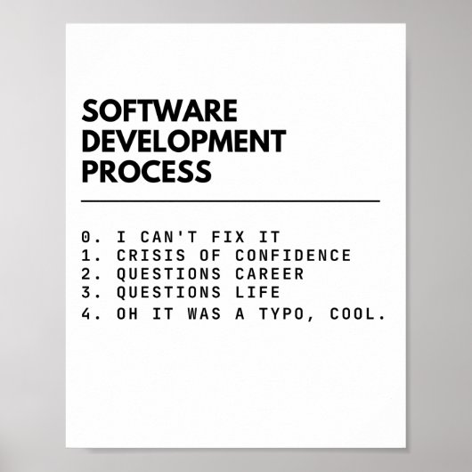 Softwareentwicklungsprozess lustige Entwickler Poster (Vorne)