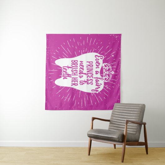 Sogar feenhafte Zähne Prinzessin-Needs To Brush Wandteppich (Beispiel (Horizontal))