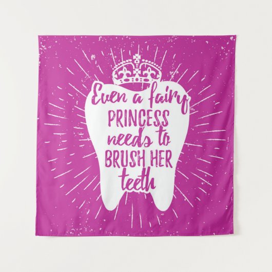 Sogar feenhafte Zähne Prinzessin-Needs To Brush Wandteppich (Vorderseite)