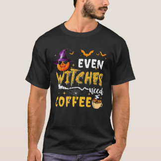 Sogar Hexen brauchen Kaffee-Spooky Pumpkin Hexenha T-Shirt