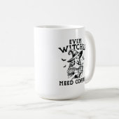 "Sogar Hexen brauchen Kaffee" Witze Kaffeetasse (VorderseiteRechts)