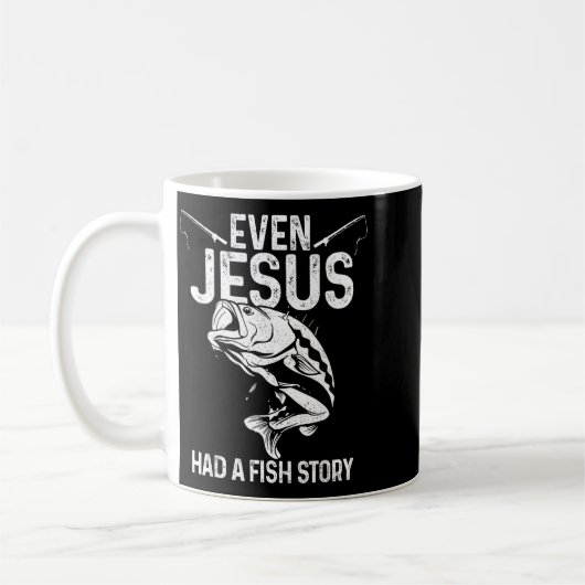 Sogar Jesus hatte eine Fischgeschichte Lustiger An Kaffeetasse (Links)