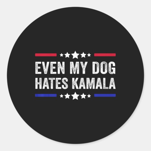 Sogar mein Hund hasst Kamala Harris 2024 amerikani Runder Aufkleber (Vorderseite)