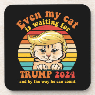 Sogar meine Katze wartet auf Trump 2024 Bekleidung Getränkeuntersetzer