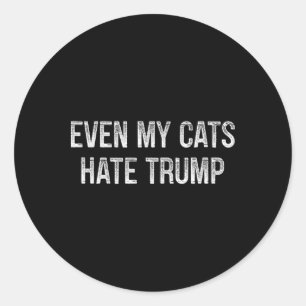Sogar meine Katzen hassen Trump - Vintage-Stil - Runder Aufkleber