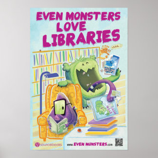 Sogar Monster Liebe Libraries 13" x 19" Poster