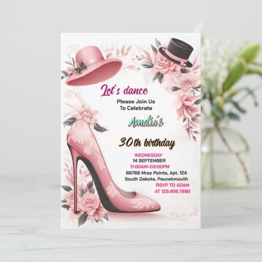 Sogar Shoe Stylish Adult Ladys Night 30. Geburtsta Einladung (Stehend Vorderseite)