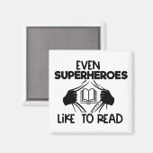 Sogar Superhelden lesen gerne Bookworm Reading Magnet (Vorderseite/Rückseite)