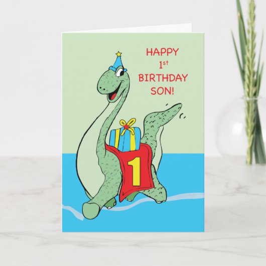 Sohn, 1. Geburtstag Dinosaurier Karte (Vorderseite)