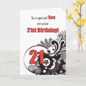 Sohn, 21. Geburtstags-religiöser Wirbel Karte (Gelbe Blume)