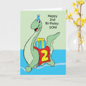 Sohn, 2. Geburtstag Dinosaurier Karte (Gelbe Blume)