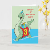 Sohn, 3. Geburtstag Dinosaurier Karte (Gelbe Blume)