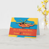 Sohn, 3. Geburtstag mit Hubschrauber Karte (Gelbe Blume)