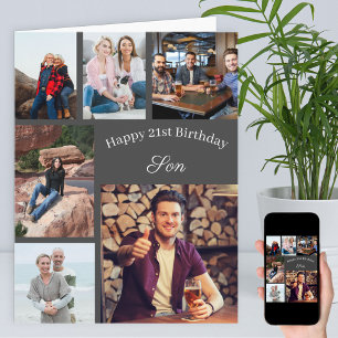 Sohn 6 Foto-Collage jedes Alter großer Geburtstag Karte
