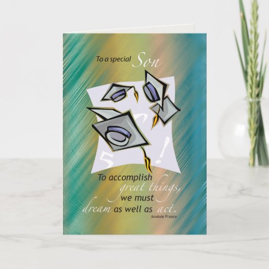 Sohn, Abschluss Hats in Air, Gratulation Gradu Karte (Vorderseite)