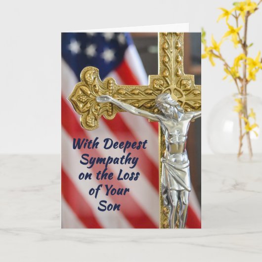 Sohn, Beileid Religiöses Christliches Militär Karte (Gelbe Blume)