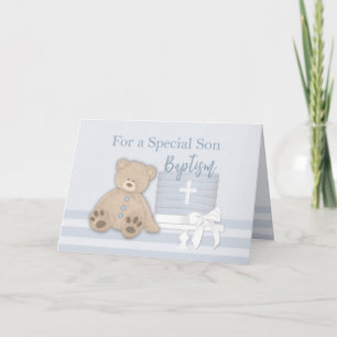 Sohn Blaues Taufkuchen-Teddybär Karte