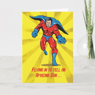 Sohn, Caped Superhero, 8. Geburtstag Karte