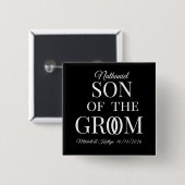 Sohn der Groomhochzeit Button (Vorne & Hinten)