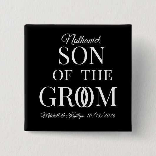 Sohn der Groomhochzeit Button (Vorderseite)