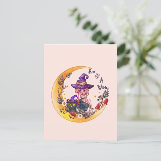 Sohn einer Hexe - Monddesign Postkarte (Stehend Vorderseite)