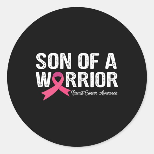 Sohn eines kriegerischen rosa Ribbon Brustkrebs-Be Runder Aufkleber (Vorderseite)