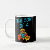 Sohn eines Super-Mama Blue Text Female Superhero C Kaffeetasse (Links)