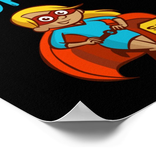 Sohn eines Super-Mama Blue Text Female Superhero C Poster (Ecke)