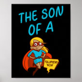 Sohn eines Super-Mama Blue Text Female Superhero C Poster (Vorne)
