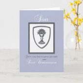 Sohn, Erste Kommune, Blau und Silber Karte (Gelbe Blume)