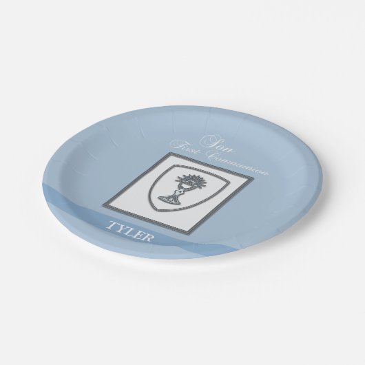 Sohn, Erste Kommune Silver Chalice Pappteller (Schrägansicht)