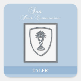 Sohn, Erste Kommune Silver Chalice Quadratischer Aufkleber