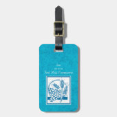 Sohn, Erste Kommune, Weizen, Trauben blau Gepäckanhänger (Vorderseite vertikal)