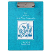 Sohn, Erste Kommune, Weizen, Trauben blau Klemmbrett (Vorderseite)