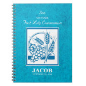 Sohn, Erste Kommune, Weizen, Trauben blau Notizblock (Vorderseite)