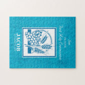 Sohn, Erste Kommune, Weizen, Trauben blau Puzzle (Horizontal)