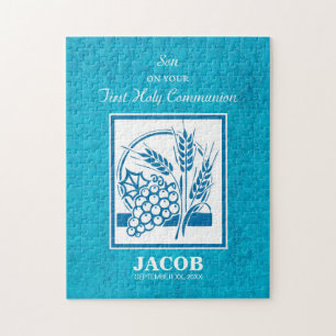 Sohn, Erste Kommune, Weizen, Trauben blau Puzzle