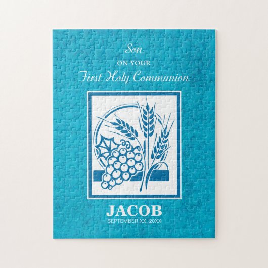 Sohn, Erste Kommune, Weizen, Trauben blau Puzzle (Vertikal)