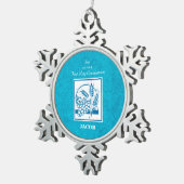 Sohn, Erste Kommune, Weizen, Trauben blau Schneeflocken Zinn-Ornament (Rechts)