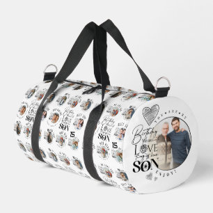 Sohn Geburtstag 8 Foto-Collage Typografie  Duffle Bag